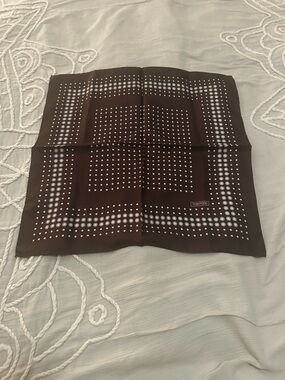 TOM FORD Chocolate Brown and White Dot Print Silk Pocket Square 16”